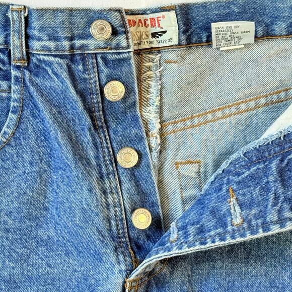 Vintage 90s Jordache High Waist Blue Denim Button Front Jean Skirt 7/8 - Picture 4 of 10